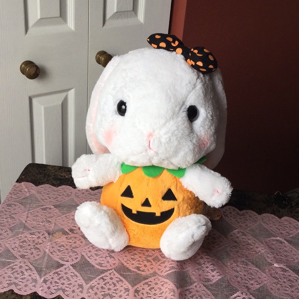 Halloween pumpkin bunny plush